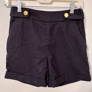 ◾️EUC◾️ H&M Dressy Black Shorts Mid-Rise With Gold Buttons & Cuffed Hem